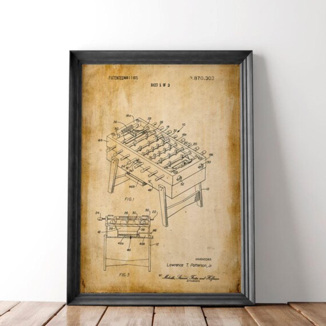 Foosball Game Patent Print