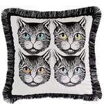 Four Cats Velvet Throw Pillow with Tassels