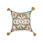 Four Leopards Floral Throw Pillow Cover with Tassels