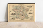 France Map 1851| France Map Wall Art