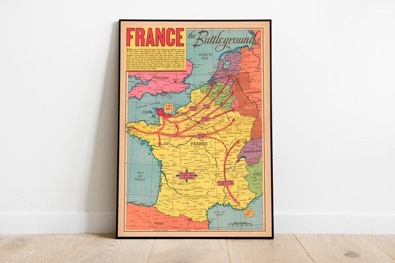 France World War 2 Map Print| Poster Print - MAIA HOMES
