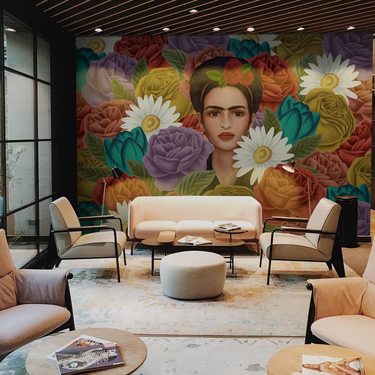 Frida in City, Modern Art Inspired Wallpaper