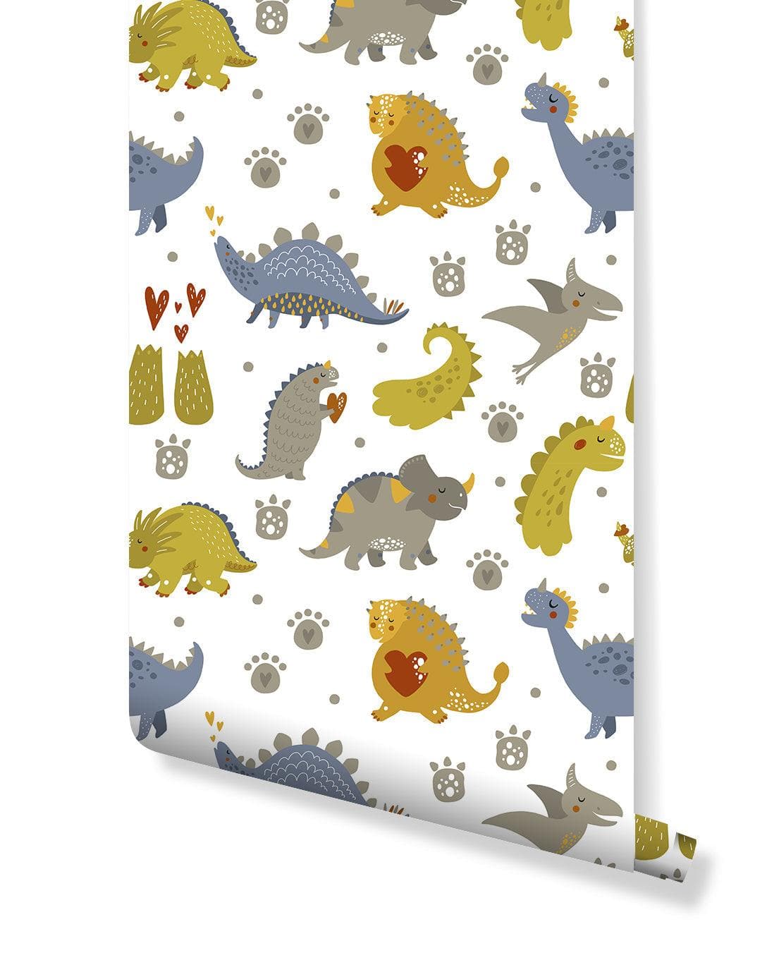 Friendly Dinosaur Kids Room Removable Wallpaper