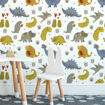 Friendly Dinosaur Kids Room Removable Wallpaper