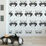 Friendly Raccoons Kids Animal Print Removable Wallpaper