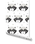 Friendly Raccoons Kids Animal Print Removable Wallpaper