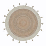 Fringed White Round Jute Rug