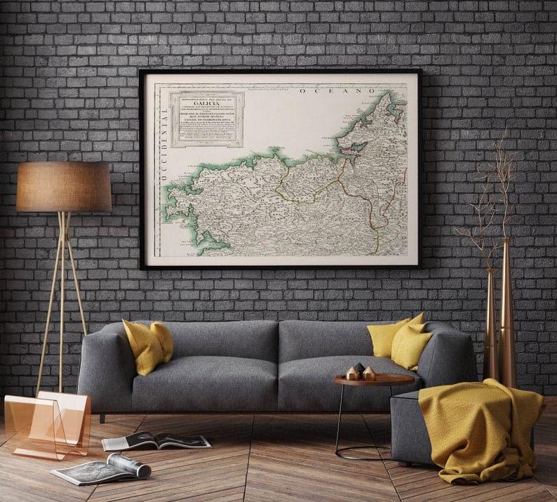 Galicia Map Print| Canvas Print Wall Art