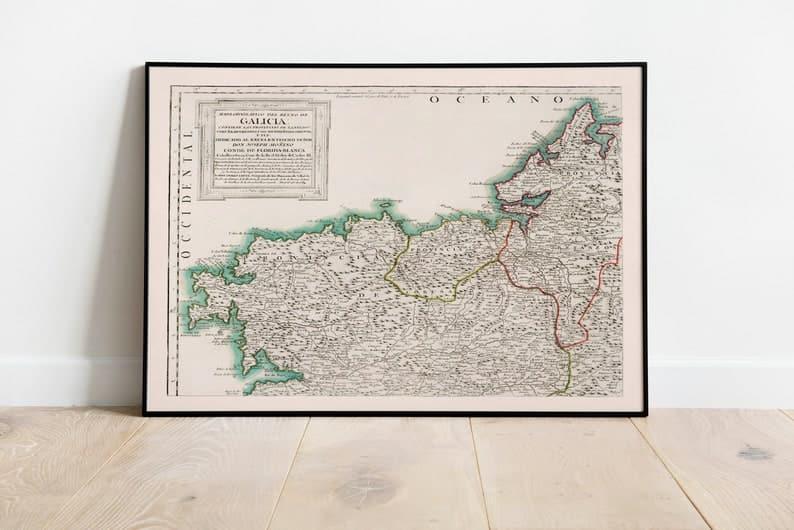 Galicia Map Print| Canvas Print Wall Art