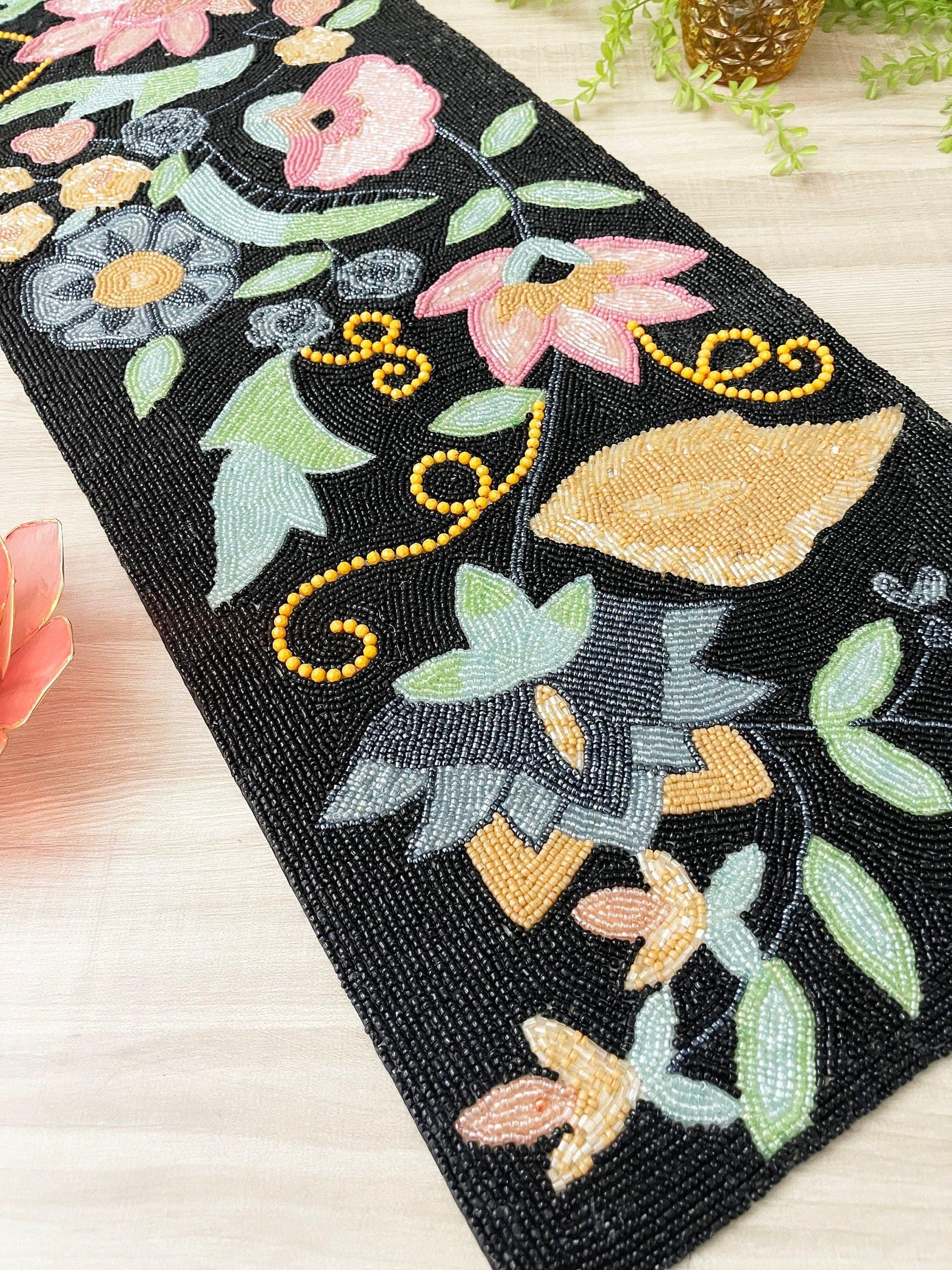 Garden of the Night Beaded Table Runner