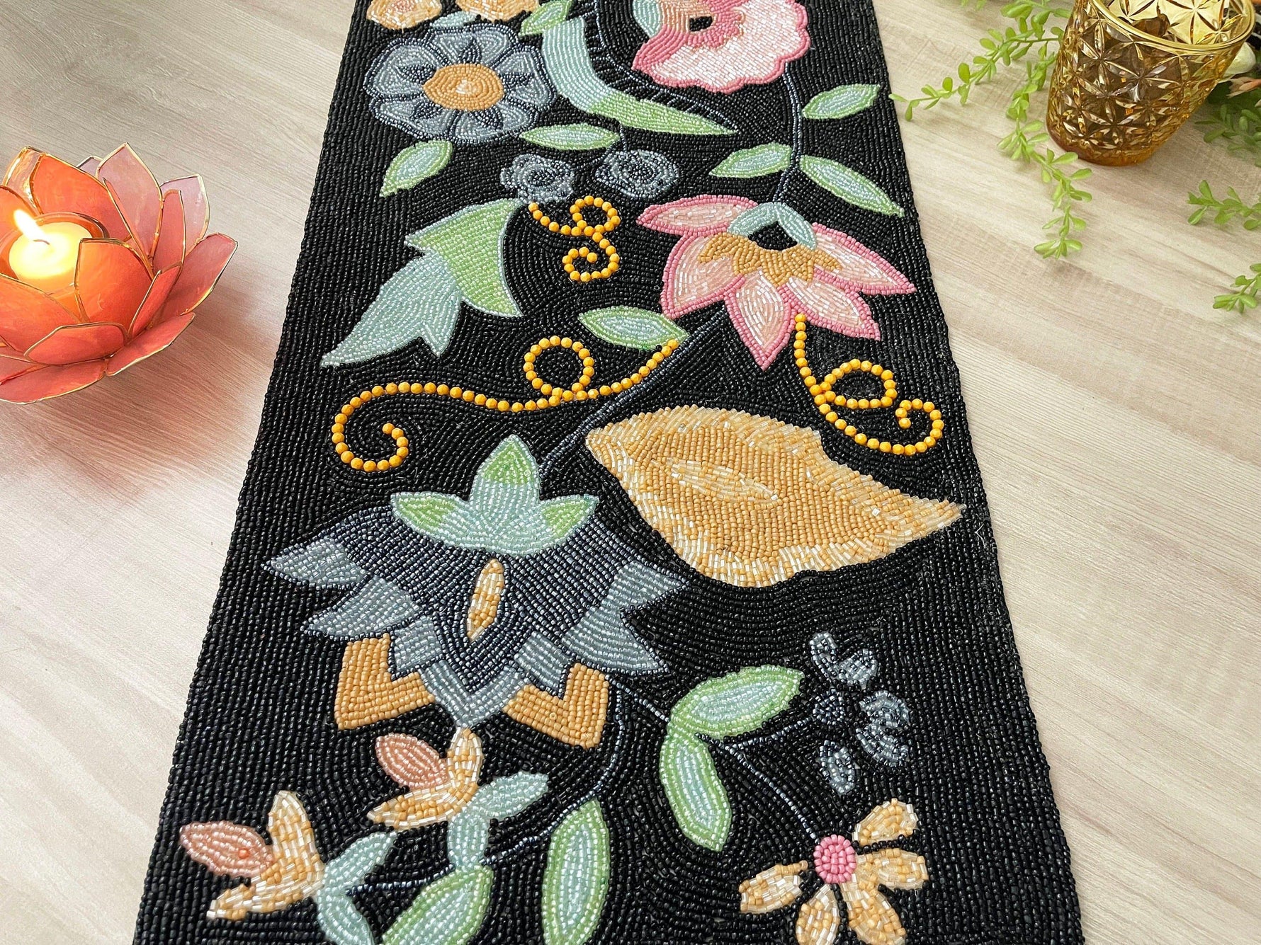 Garden of the Night Beaded Table Runner