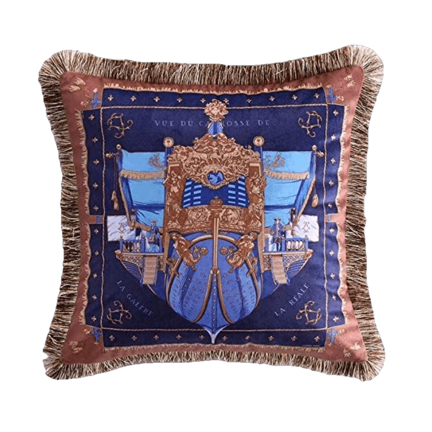 Gemini Velvet Throw Pillow with Fringes