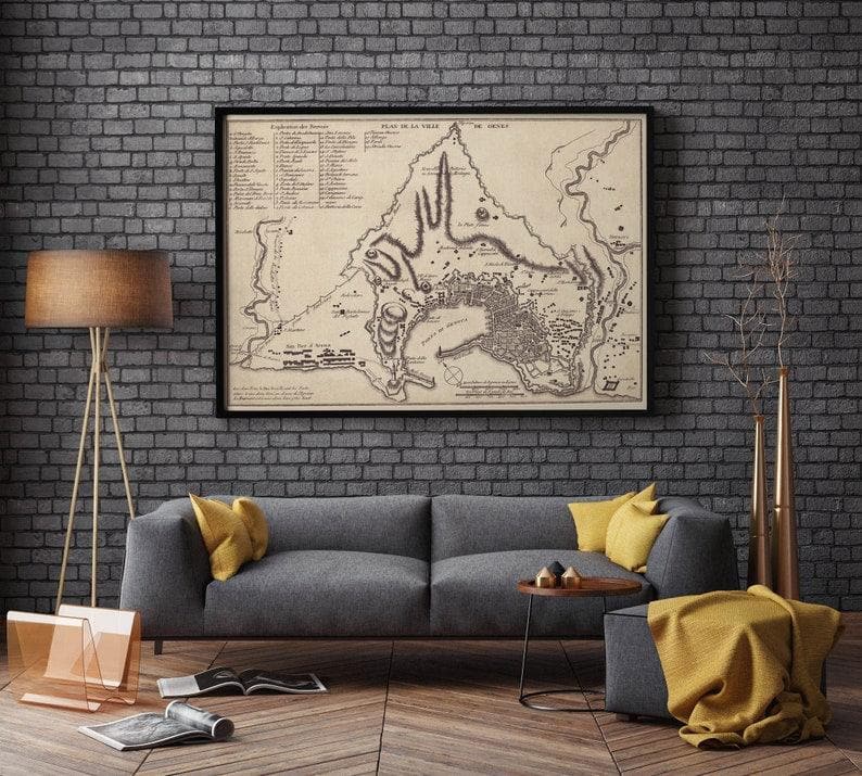 Genoa City Map Wall Print| 1823 Genoa City Plan Map