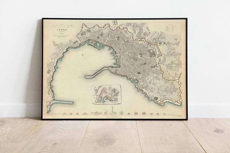 Genoa Map Print| Fine Art Prints