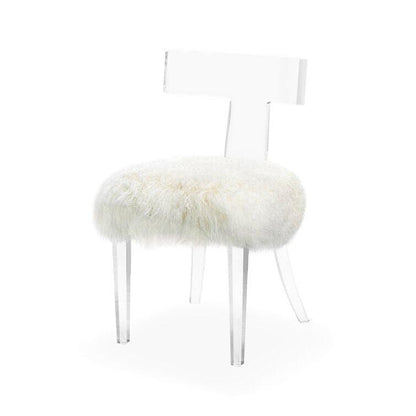 Genuine Fur Acrylic Side Chair - MAIA HOMES