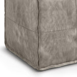 Genuine Leather Square Pouf Ottoman - Gray