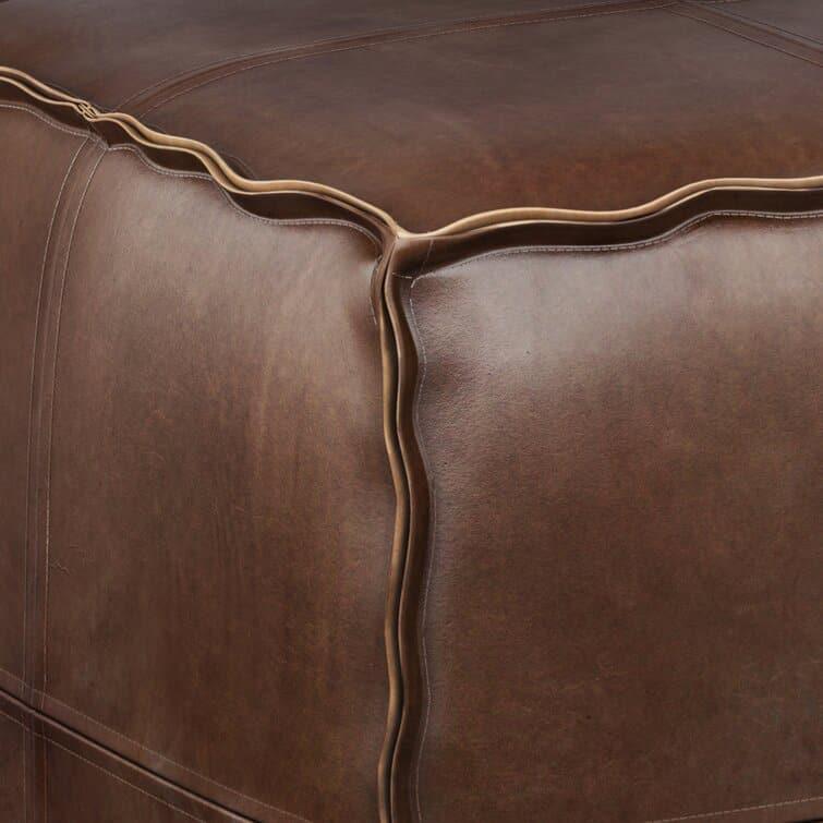 Genuine Leather Square Pouf Ottoman