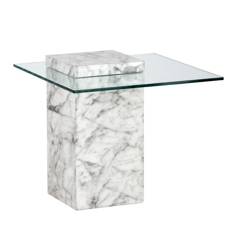 Genuine Marble and Glass End Table