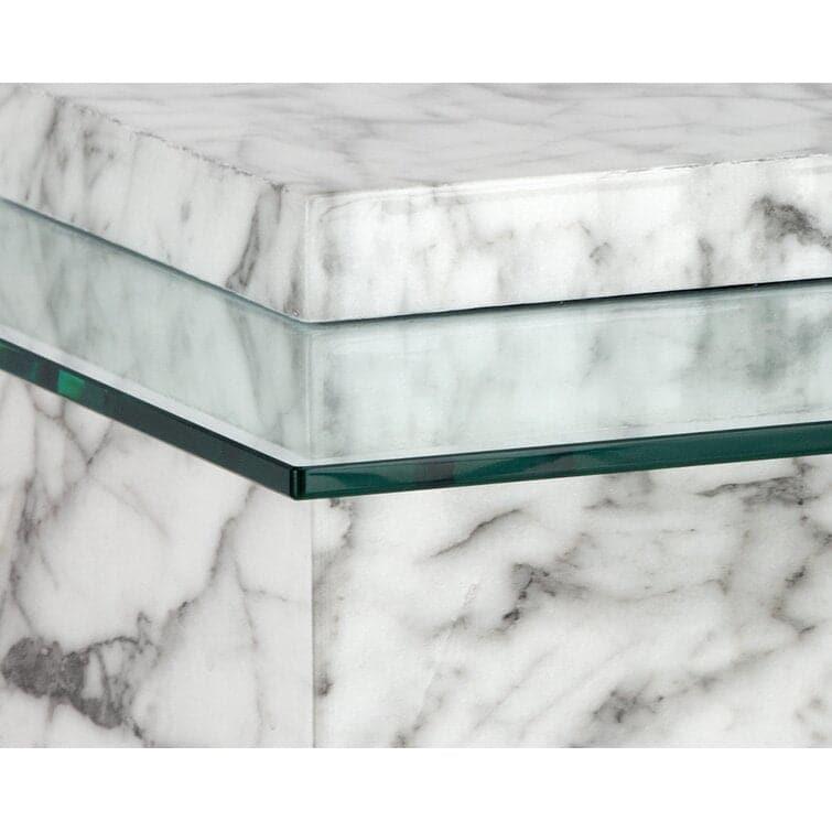 Genuine Marble and Glass End Table