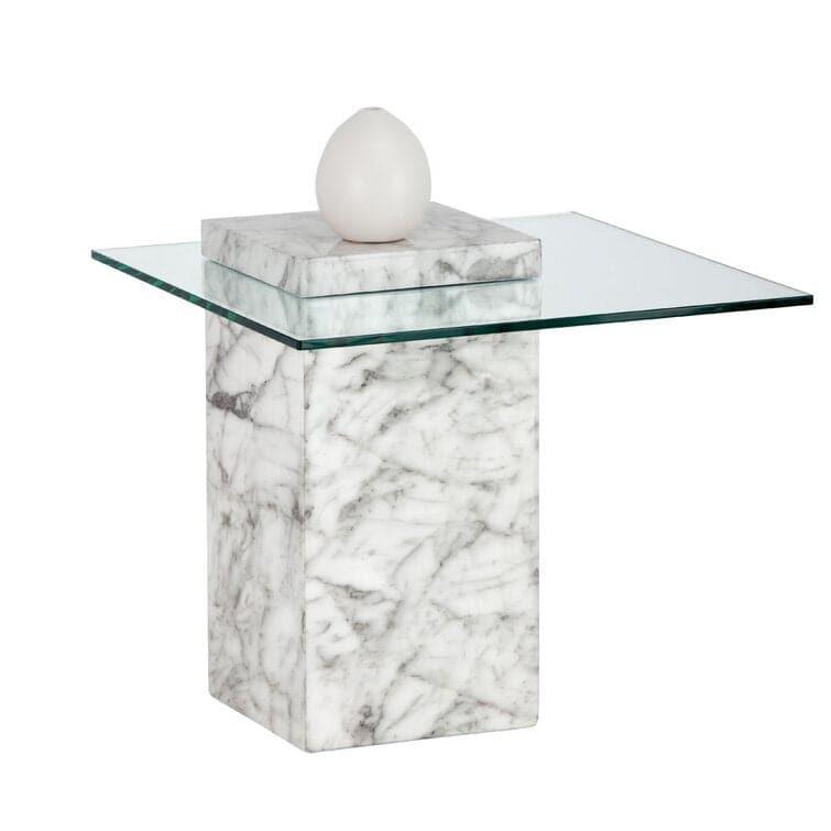 Genuine Marble and Glass End Table