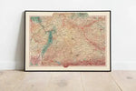 Geographical Map of Germany South| Map Wall Decor