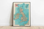 Geographical Map of Great Britain and Ireland| Map Wall Decor