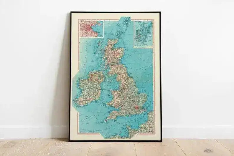 Geographical Map of Great Britain and Ireland| Map Wall Decor