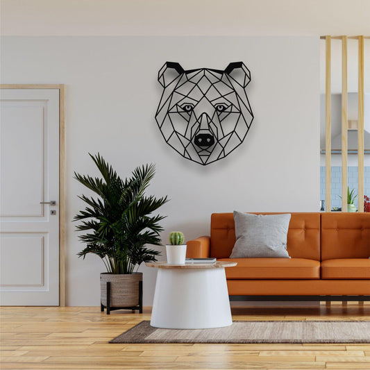 Geometric Bear Head Metal Wall Art - MAIA HOMES