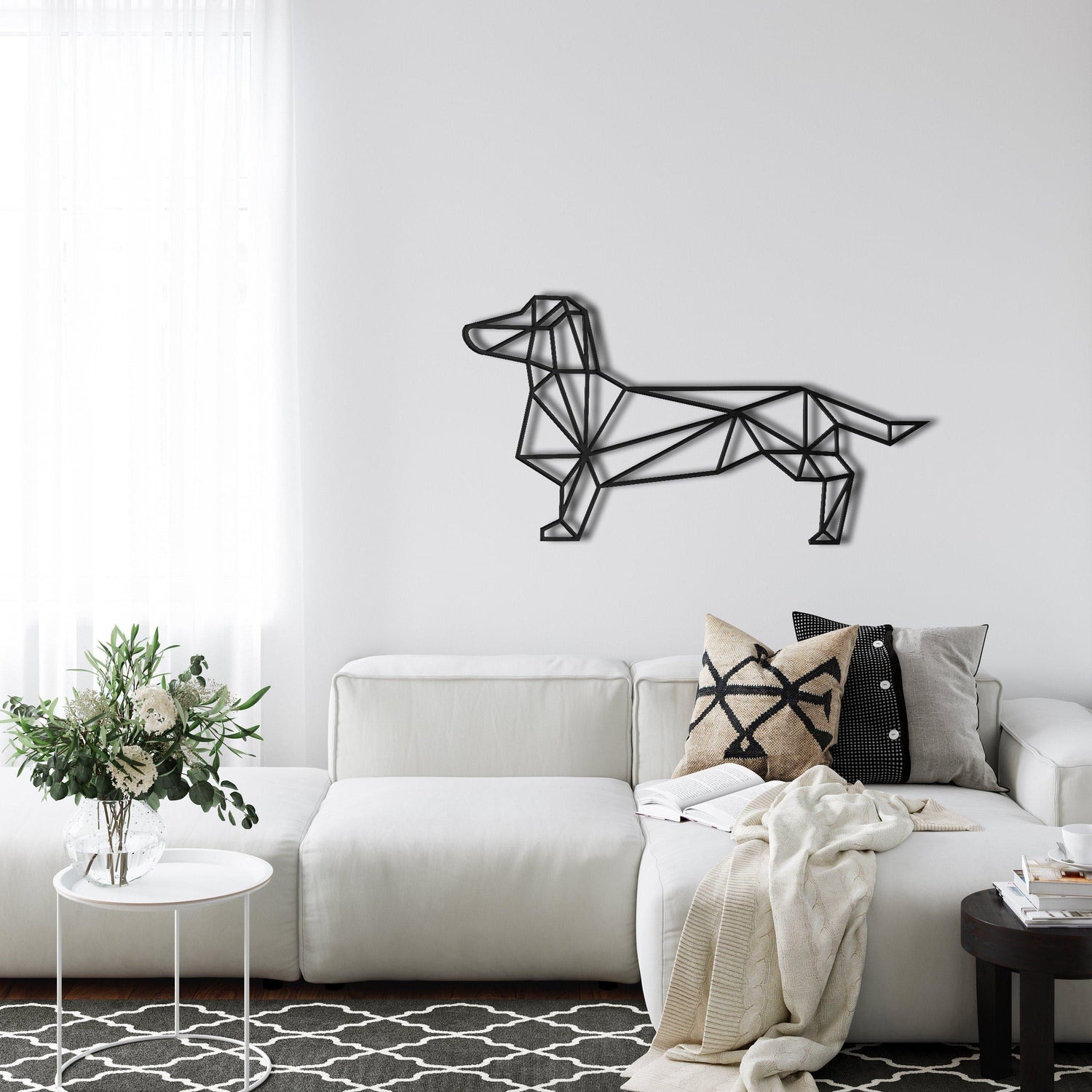 Geometric Dachshund Metal Wall Art