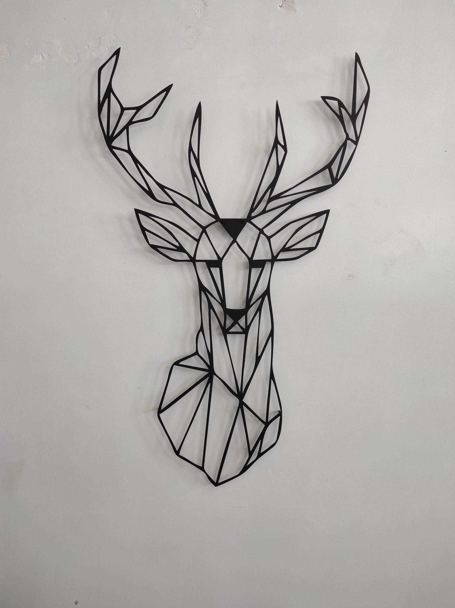 Geometric Deer Head Metal Wall Art