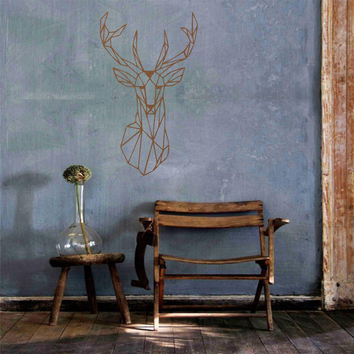 Geometric Deer Head Metal Wall Art