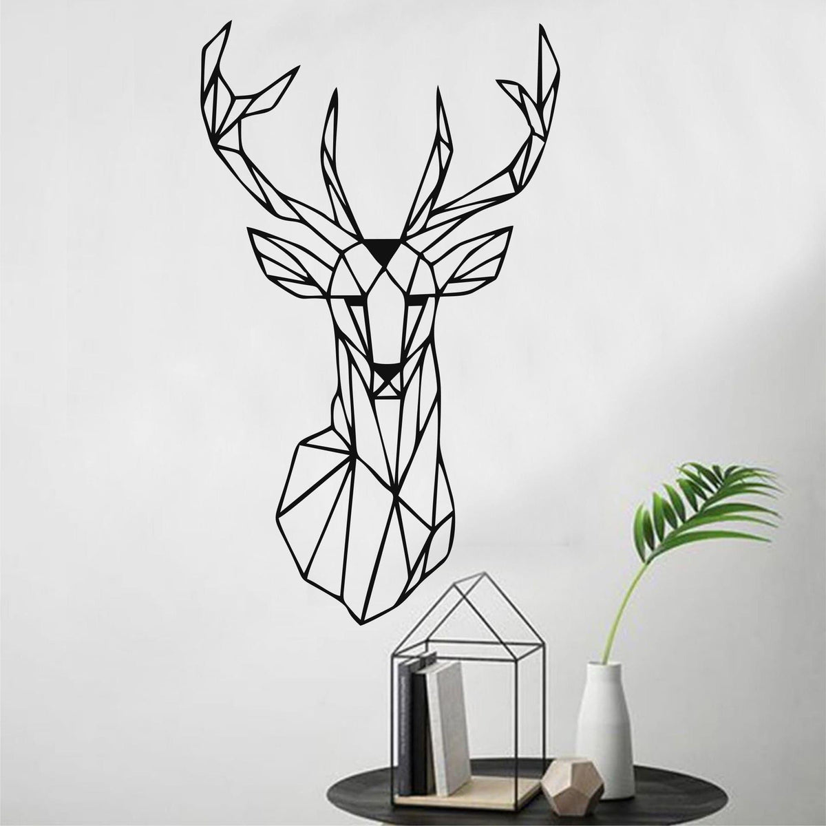 Geometric Deer Head Metal Wall Art