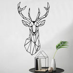 Geometric Deer Head Metal Wall Art Black