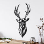 Geometric Deer Head with Antlers Metal Wall Art