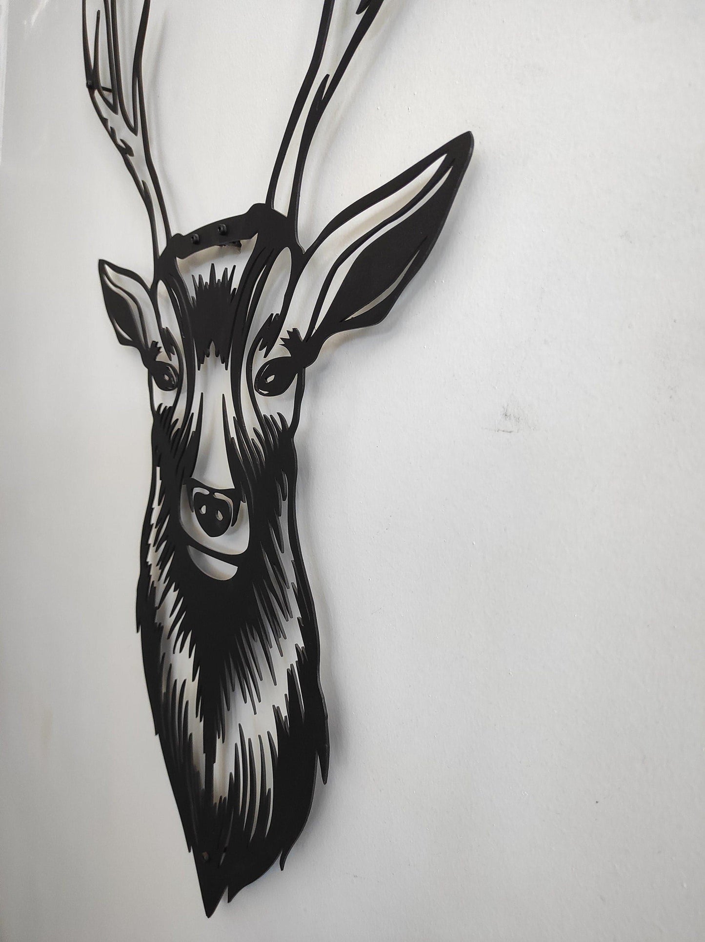 Geometric Deer Head with Antlers Metal Wall Art - MAIA HOMES