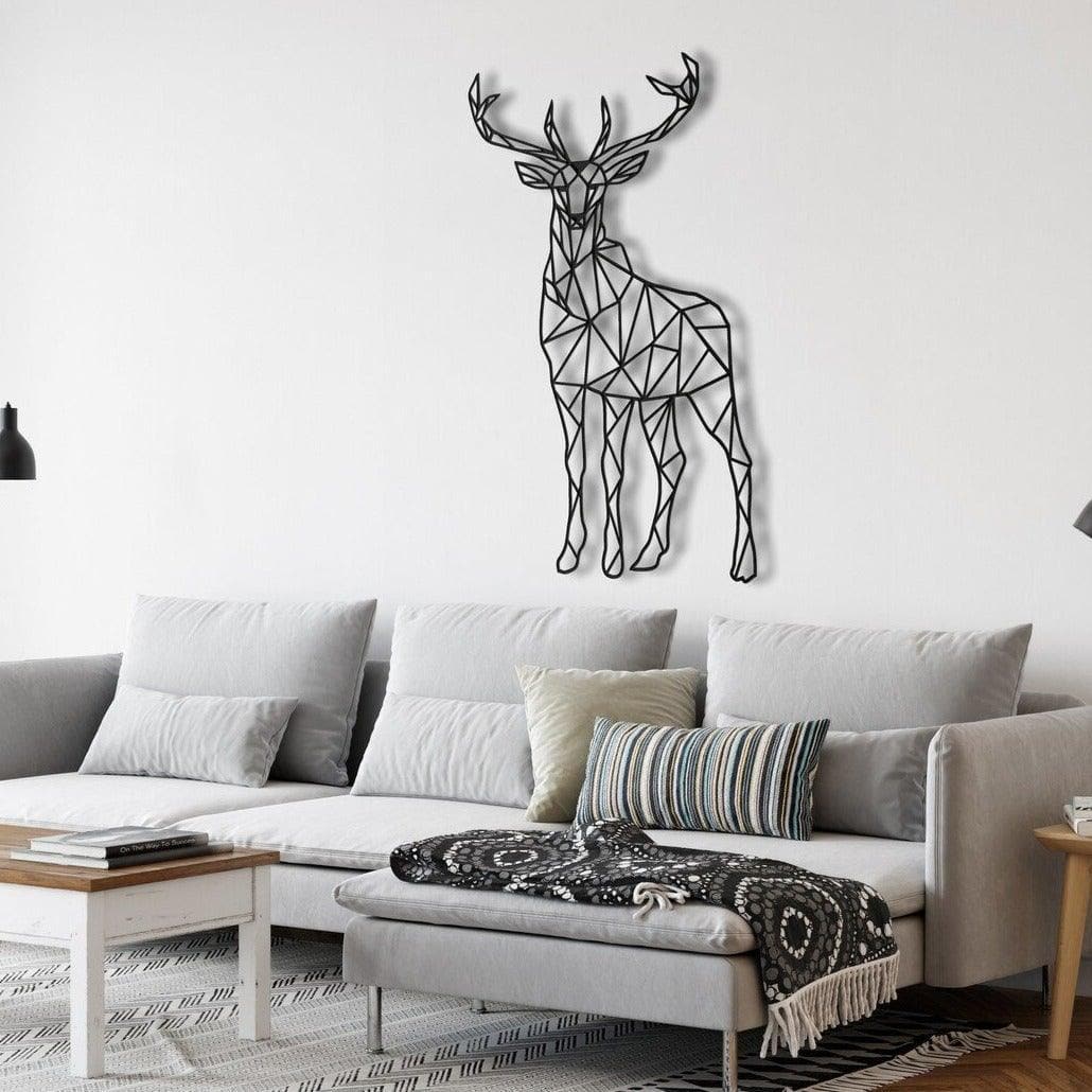 Geometric Deer Metal Art Black