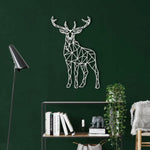 Geometric Deer Metal Art White