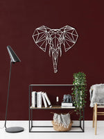 Geometric Elephant Head Metal Wall Art White