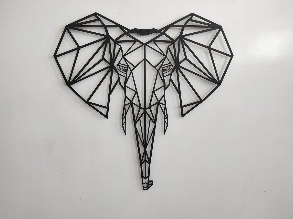 Geometric Elephant Head Metal Wall Art