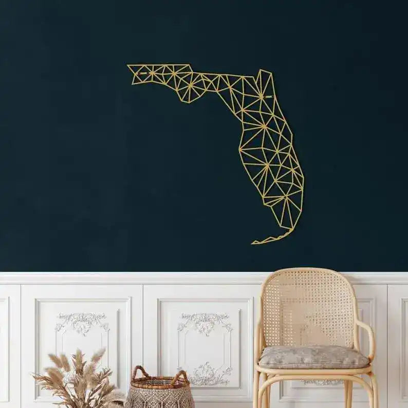 Geometric Florida Map Metal Wall Decor