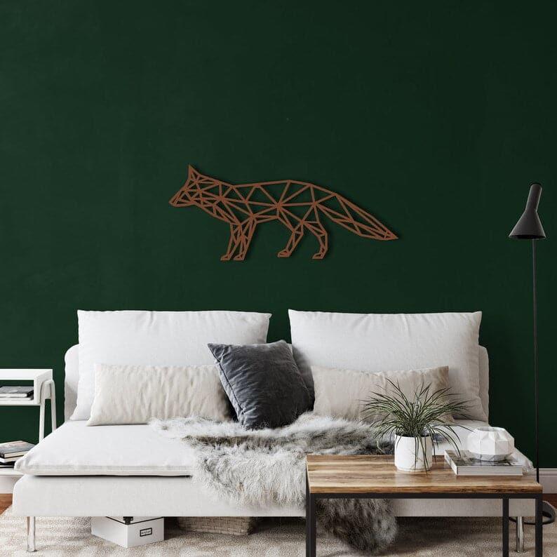 Geometric Fox Metal Wall Art Bronze