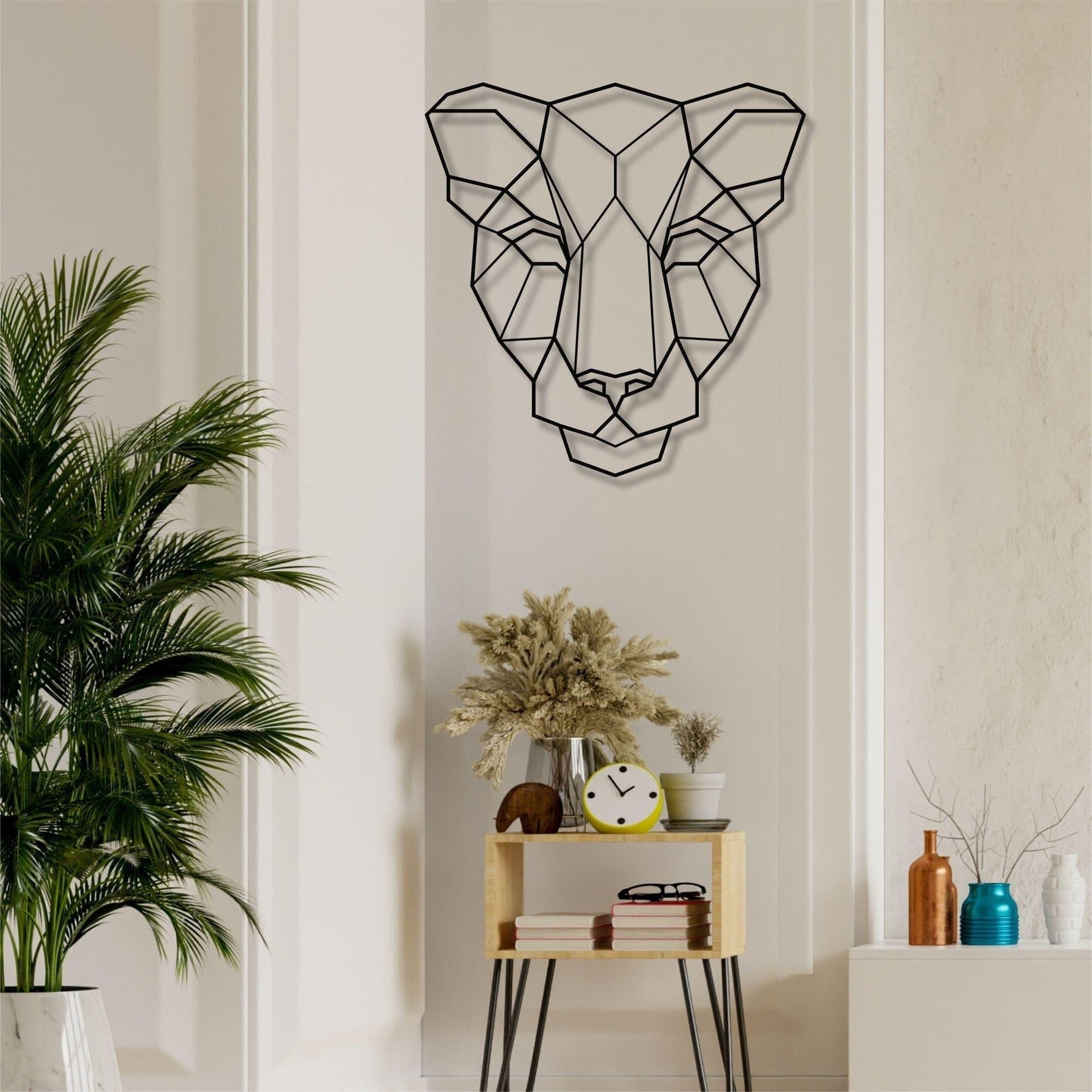 Geometric Lion Face Metal Wall Art