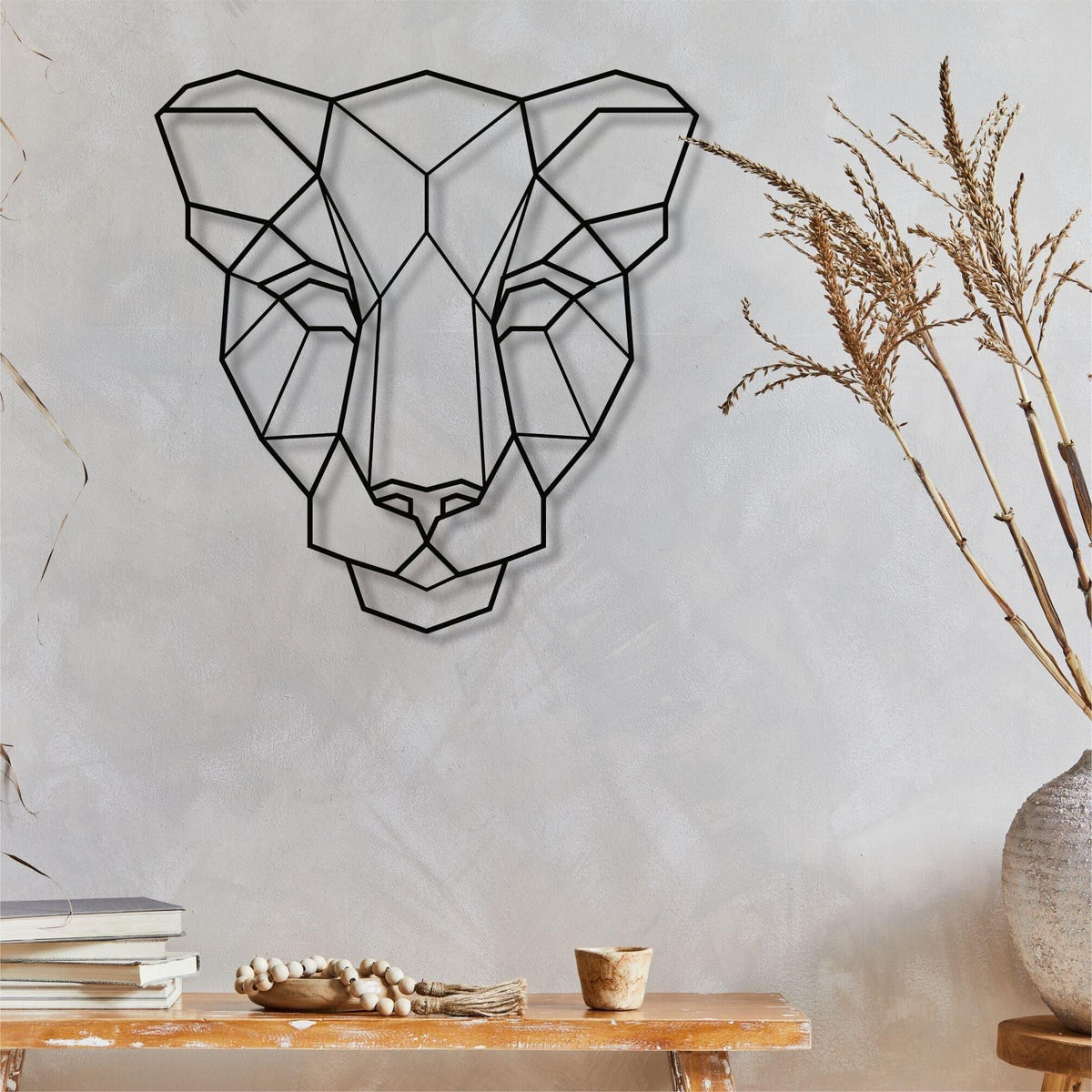 Geometric Lion Face Metal Wall Art