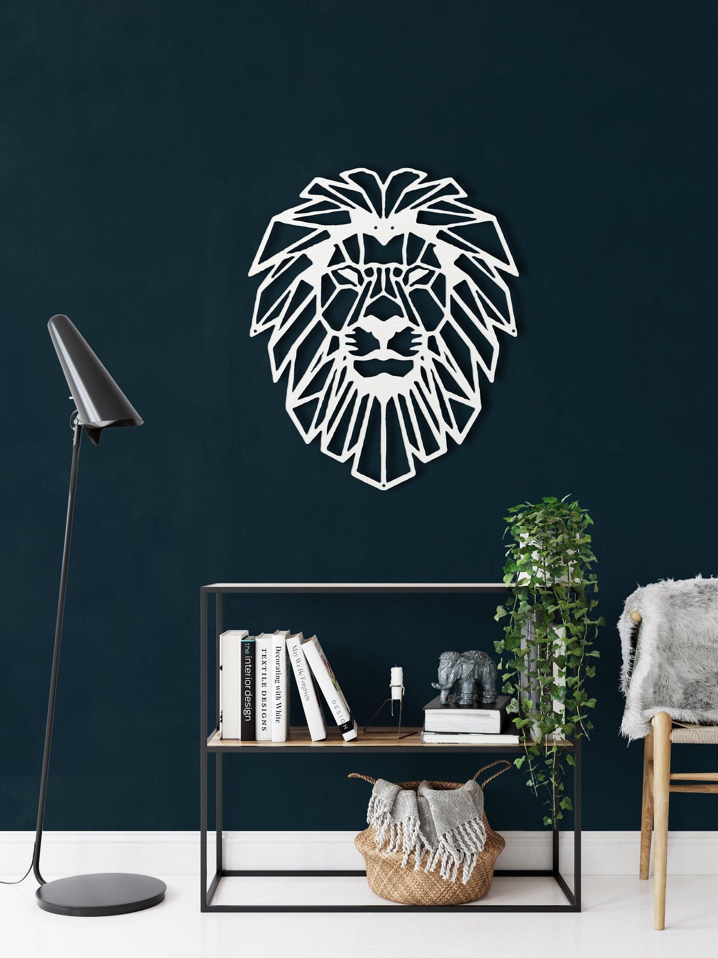 Geometric Lion Head Metal Wall Decor