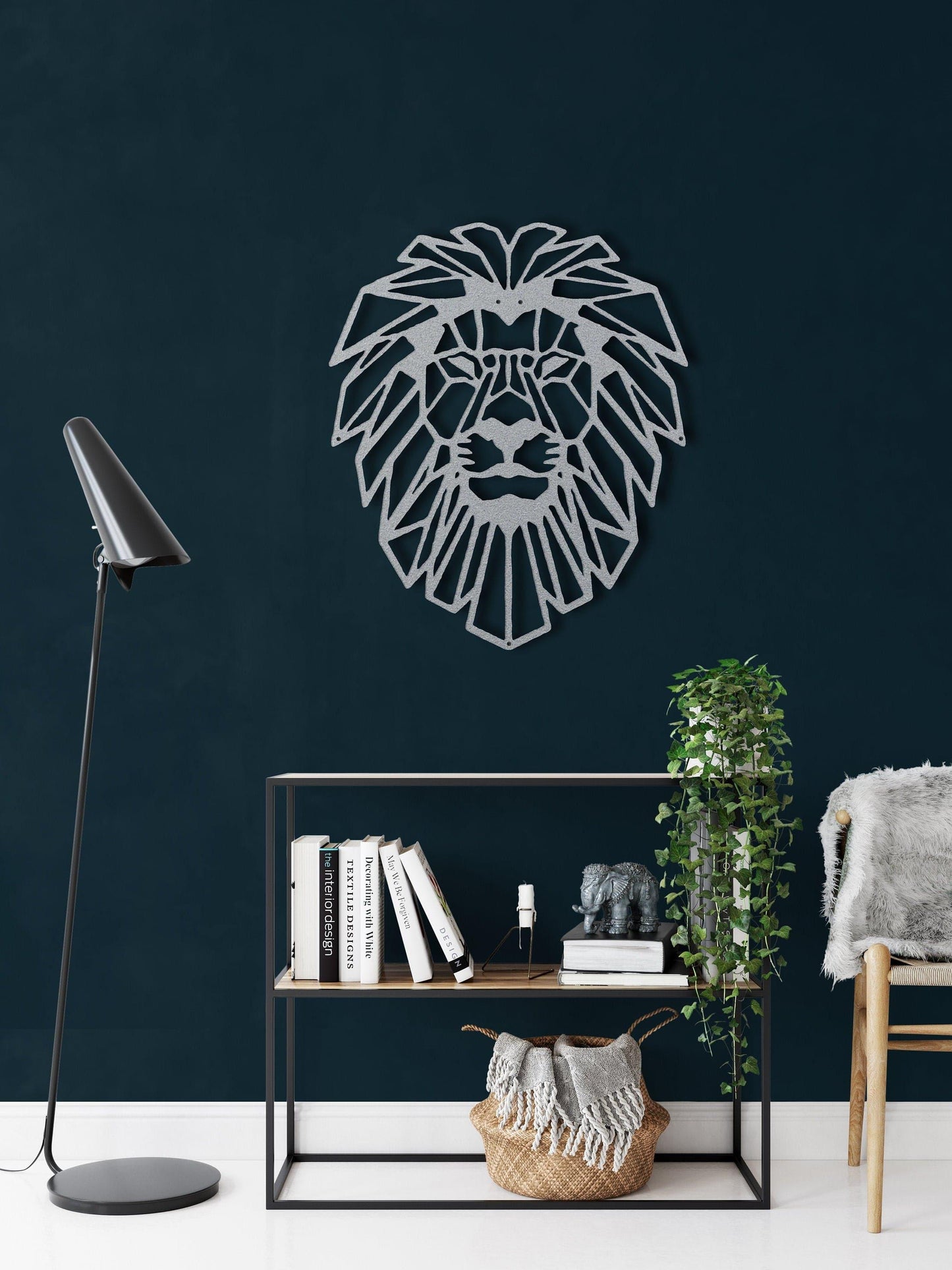 Geometric Lion Head Metal Wall Decor