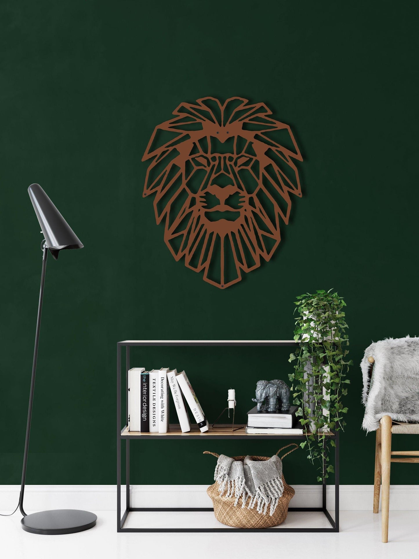 Geometric Lion Head Metal Wall Decor