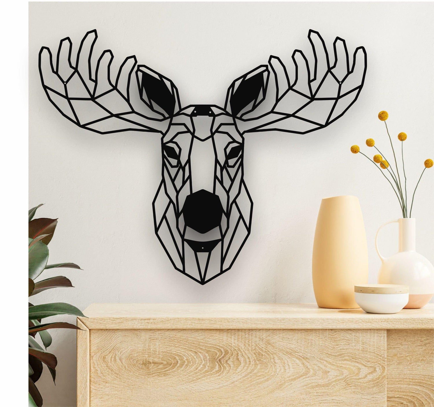 Geometric Moose Head Metal Wall Art