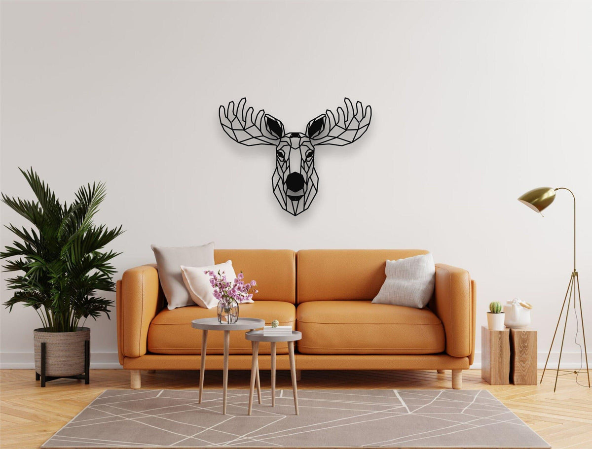 Geometric Moose Head Metal Wall Art