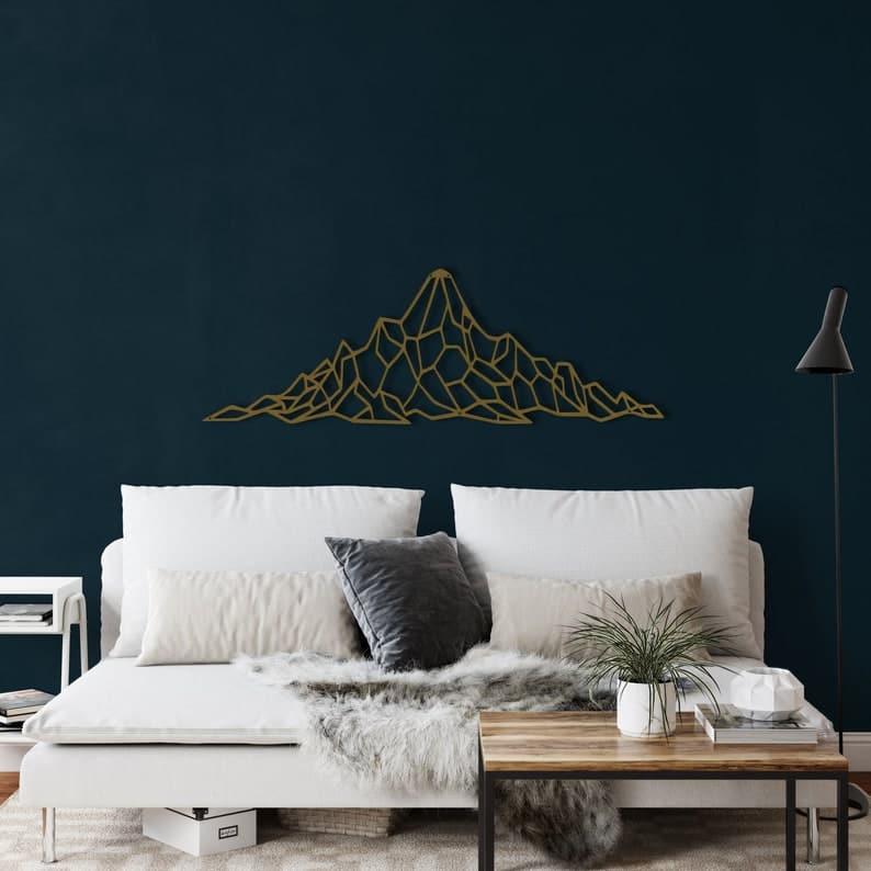 Geometric Mountain Metal Wall Art Gold