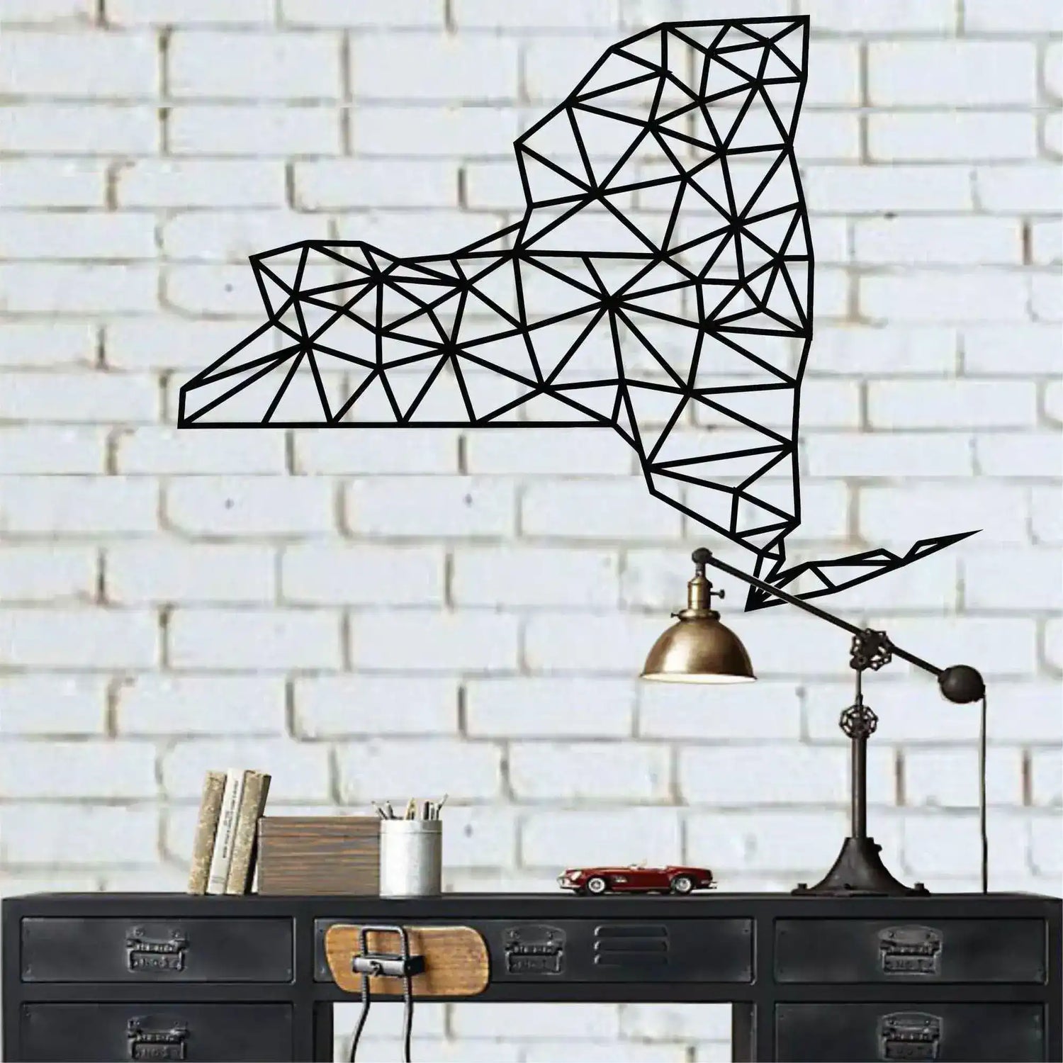 Geometric New York Map Metal Wall Decor